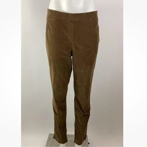 J Jill Sz 12 Tall Corduroy Straight Leg Pullon Pants Brown Cotton Spandex